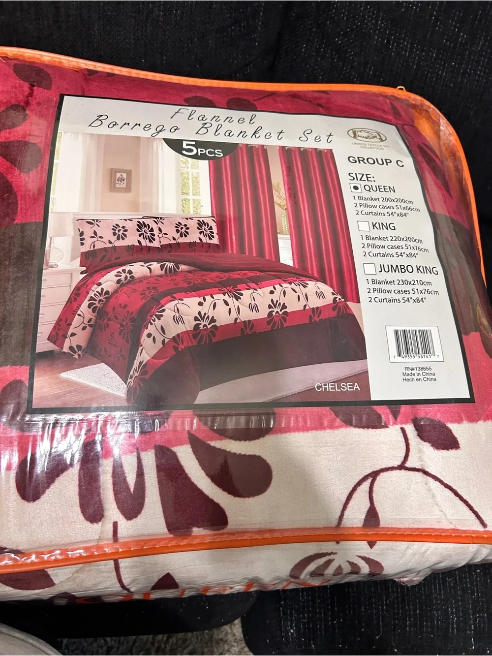 Chelsea Floral Red and Cream Queen Comforter Set - 5 Piece